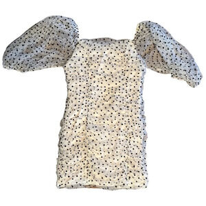 White Polkadot puff sleeve mini dress